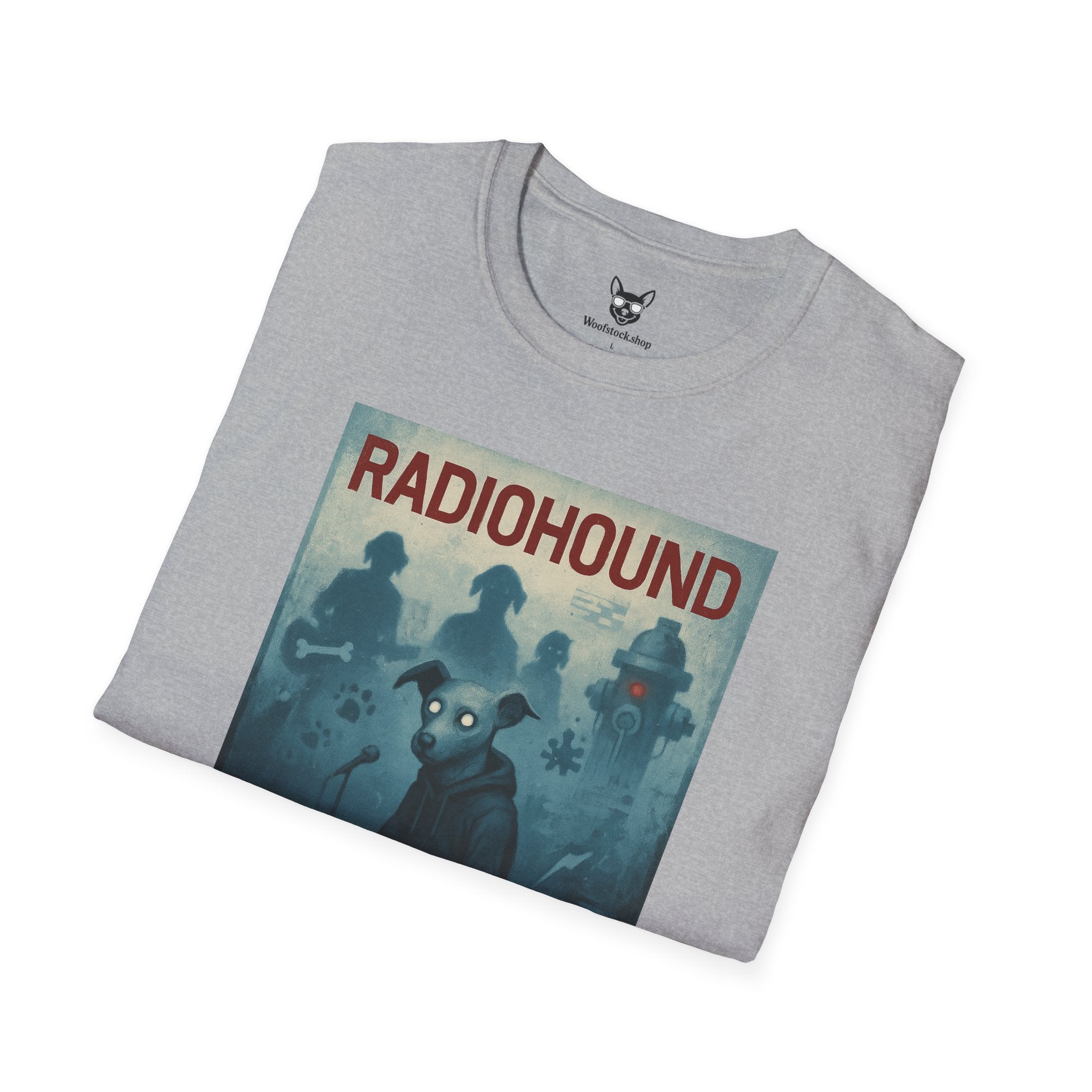Radiohead Concert Poster Dog Parody Unisex Softstyle T-Shirt -- Funny Rock Tee for Music and Dog Lovers